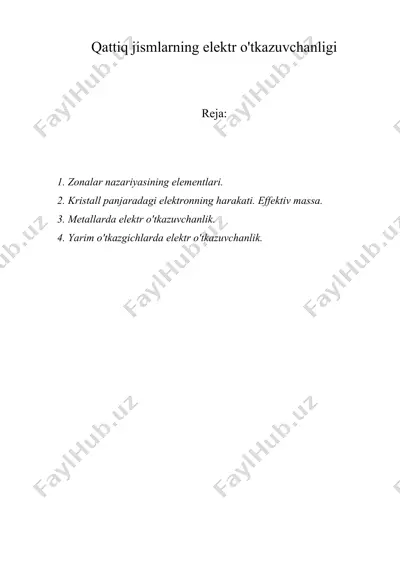 qattiq jismlarning elektr o'tkazuvchanligi — DOC
