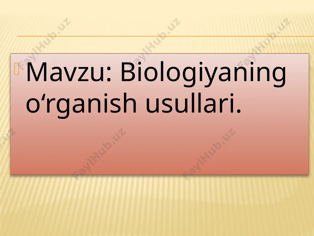 ochiq idishdagi go‘shtda tuxum, undan qurtlar paydo bo‘lib, pashsha uchib chiqadi. og‘zi yopiq idishda va doka tutilgan idishda esa bu jarayon kuzatilmaydi. mavzuni mustahkamlash uchun savollar: 1. siz qanday hayvonni kuzatgansiz? 2. oq va kulrang quyonning qanday o’xshashlik va farqlari bor? 3. yo’q bo’lib ketgan dinozavrlar hozirgi qaysi hayvonlarning ajdodi deb o’ylaysiz? 4.o’zingiz uy sharoitida qanday tajriba qilib ko’rgansiz? uyga vazifa 1. mavzuni o’qish. 2. savollarga javob yozish: a) qaysi tajribada organizm tabiiy holatiga ta’sir qilinmaydi? b) o’zingiz xohlagan ikkita hayvonni o’zaro taqqoslab, daftaringizga yozing. 3.mavzu bo’yicha 5 ta test tuzing. e’tiboringiz uchun rahmat!!! /docprops/thumbnail.jpeg