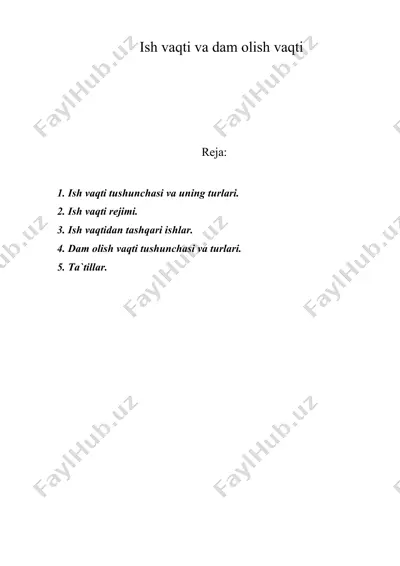 ish vaqti va dam olish vaqti — DOC