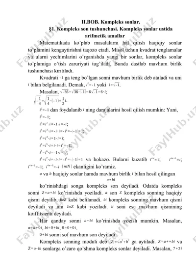 kompleks sonlar — DOCX