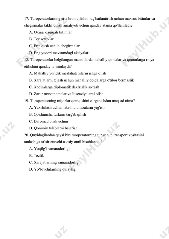 turoperator fanidan test savollari - Page 4