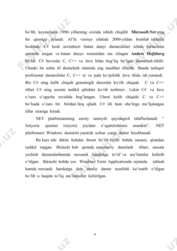 sh va unga qiziquvchilar soni ortib bormoqda. bir xil turdagi ishni bajaradigan dasturlarni basic, pascal, ci va boshqa tillarda yozish mumkin. pascal, fortran va kobol tillari universal tillar hisoblanadi, ci va assembler tillari mashi tiliga ancha yaqin tillar bo'lib, quyi yoki o'rta darajali tillardir. algoritmik til inson tillariga qanchalik yaqin bo'lsa, u tilga yuqori darajali til deyiladi. mashina tili esa eng pastki darajali tildir. mashina tili bu sonlardan iboratdir, masalan: 010110100010101 dasturlash tillari 2 ta katta guruhlarga bo'linadi, quyi va yuqori darajali dasturlash tili. quyi darajali dasturlash tili ancha murakkab bo'lib ular juda maxsus sohalarda ishlatiladi va ularning mutaxassislari ham juda kam. chunki quyi dasturlash tillari (masalan: assembler) ko'pincha mikroprotsessorlar bilan ishlashda kerak bo'lishi mumkin. odatda turli dasturlash ishlari uchun yuqori darajali dasturlash tilidan keng foydalaniladi. ehm (elektron hisoblash mashinasi) endi yuzaga kelgan paytda programma tuzishda, faqat mashina tillarida, ya'ni sonlar yordamida ehm bajarishi kerak bo'lgan amallarning kodlarida kiritilgan. bu …