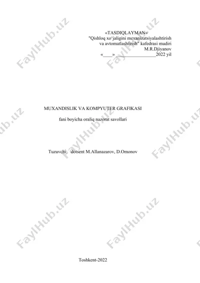 muxandislik va kompyuter grafikasi — DOC