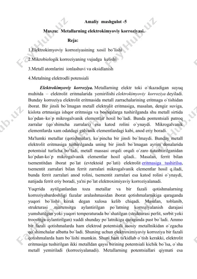 elektrokimyoviy korroziya — DOCX