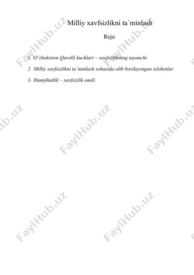 milliy xavfsizlikni ta'minlash — DOC