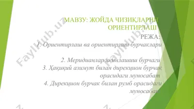 jo'ydagi chiziqlarni orientirlash — PPTX