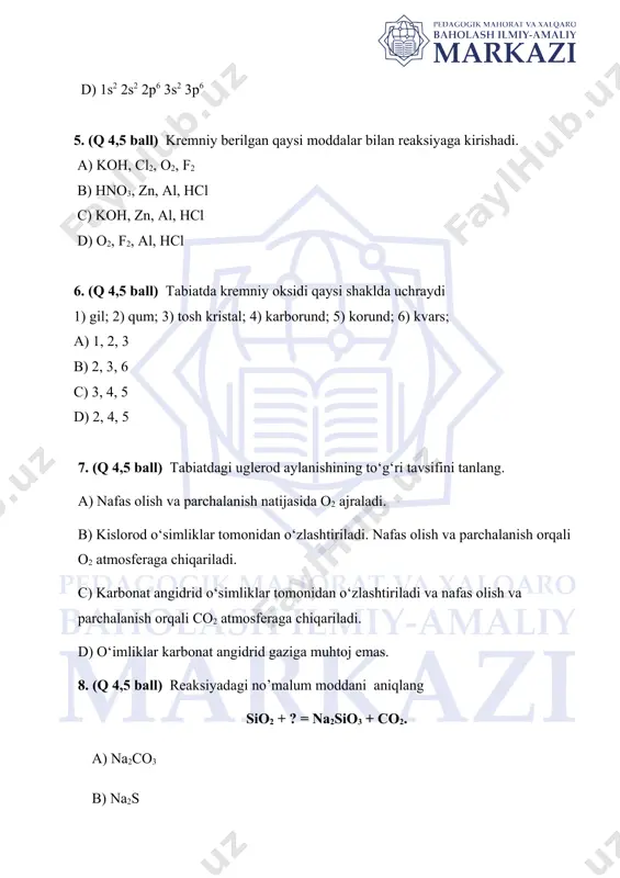 g o‘zaro ta’sirida qanday hajmdagi uglerod (ii) oksidini olish mumkin? a) 22,4 b) 11,2 c) 67,2 d) 2,24 image2.png image3.png