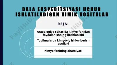 dala ekspeditsiyasi uchun ishlatiladigan ximik vositalar — PPTX