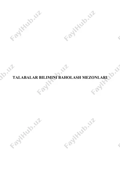 talabalar bilimini baholash mezonlari — DOCX