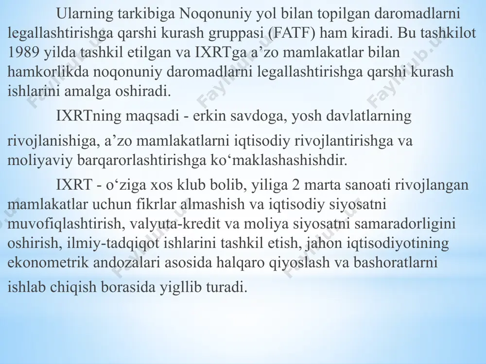 xalqaromoliyaviy institutlar, ularning maqsadi va funksiyalari - Page 5