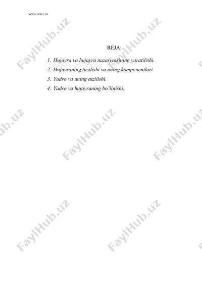 hujayra va uning tuzilishi — DOC