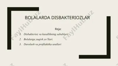 bolalarda disbakteriozlar — PPTX