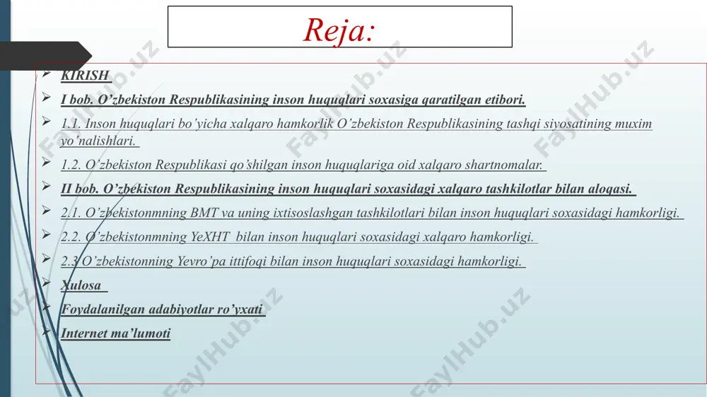 o’zbekiston respublikasining inson huquqlari bo’yicha xalqaro hamkorligi - Page 2