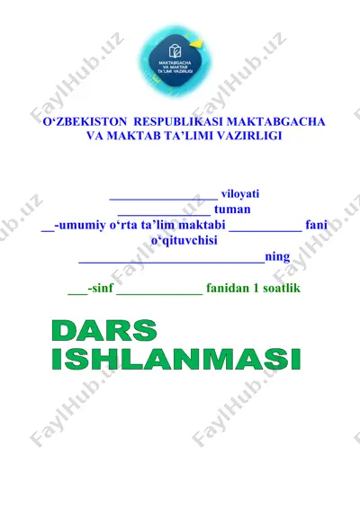 1-sinf matematika 20 sonining tarkibi dars ishlanma — DOCX