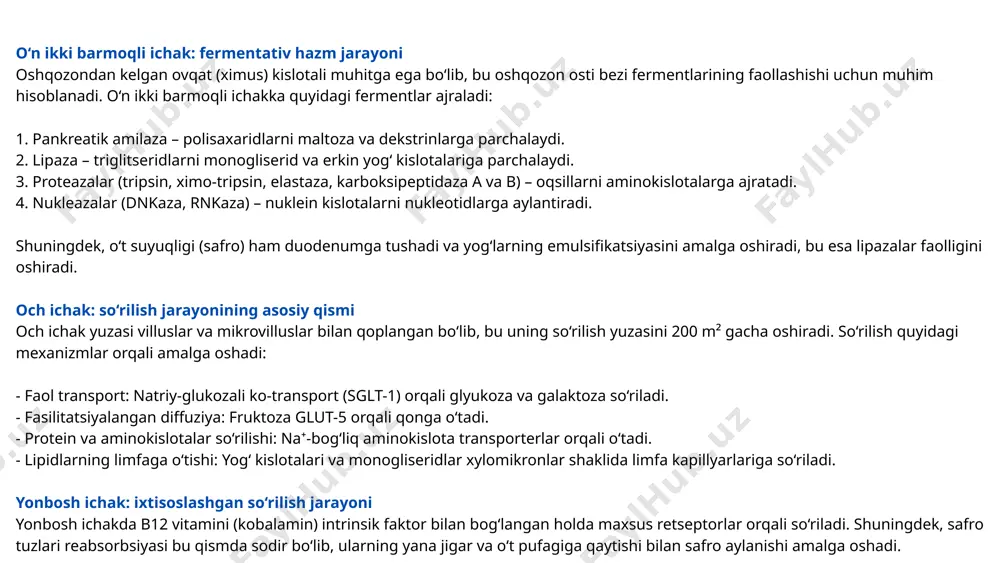 i reaktivligi natijasida ichak devorining eozinofillar bilan infiltratsiyasi. 4. kistoz fibroz bilan bog‘liq malabsorbsiya – cftr geni mutatsiyasi natijasida ingichka ichakda ovqat hazm qilish fermentlari yetishmovchiligi. 5. gastroenteropatik akrodermatit – ichakdan rux (zn) so‘rilishining buzilishi, natijada teri va ichak kasalliklari yuzaga keladi. 6. carcinoid sindrom – neyroendokrin o‘simta serotonin va boshqa biologik faol moddalar ajratishi natijasida ichak peristaltikasining buzilishi. 7. kombinatsiyalangan immun tanqisligi bilan bog‘liq enteropatiya – tug‘ma immun tanqislik tufayli ichak infeksiyalarining og‘ir kechishi. yo‘g‘on ichak kasalliklari 8. mikroskopik kolit – ichak shilliq qavati ostida kollagen yoki limfotsitlarning ortiqcha yig‘ilishi sababli rivojlanadigan diareya sindromi. 9. kolorektal polipoz – genetik kasallik (fap – familial adenomatous polyposis) natijasida yo‘g‘on ichakda ko‘p sonli poliplarning hosil bo‘lishi. 10. volvulus (ichak burilishi) – ichakning anormal aylanishi natijasida qon ta’minotining buzilishi va ichak nekrozi. 11. divertikulyar kasallik – ichak devorining mushak qatlamidagi zaiflik natijasida ichki bosim ortib, divertikulalar hosil bo‘lishi. 12. melanosis coli – surunkali …