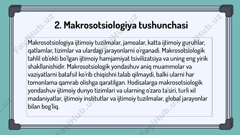 ambarchas bog'liq bo'lgan ikkita parallel kursda davom etdi. makrosotsiologlar "jamiyat", "ijtimoiy tizim", "ijtimoiy tuzilma", "ijtimoiy institut", "tsivilizatsiya", "madaniyat", "ommaviy ijtimoiy jarayonlar" va boshqalar tushunchalari, ya'ni mavhum toifalar bilan ishladilar. mikrosotsiologlar odamlarning xulq - atvorini rag'batlantirish va ularning reaktsiyalari, ularning o'ziga xos harakatlarini oldindan belgilab beradigan omillar, shaxslarning ijtimoiy hayoti ko'rsatkichlarining dinamikasi, ularning xatti-harakatlarining normasi va patologiyasi va boshqalar haqida gapirishni afzal ko'rishdi.makrosotsiologiyaning rivojlanishi zamonaviy nazariy sotsiologiyaning shakllanishiga, mikrosotsiologiya esa empirik (amaliy) sotsiologiyaning shakllanishiga olib keldi deb o'ylash odatiy holdir. bunday baho asossiz emas, lekin uni to'liq haqiqat deb tan olish mumkin emas. makrosotsiologiyada ham, mikrosotsiologiyada ham nazariy, ham empirik daraja mavjud. makrosotsiologlar (e. dyurkgeym, m. veber, f. tennis, p. sorokin va boshqalar) empirik sotsiologik tadqiqotlar bilan faol shug'ullanishgan va mikrosotsiologlar (masalan, amerika sotsiologik maktabi vakillari) eng muhim sotsiologik nazariyalarning asoschilariga aylanishgan. xulosa mikro va makrosotsiologiya o'rtasidagi chegara ancha shartli, ammo metodologik jihatdan oqlanadi, chunki u sotsiologiya ob'ektlarining yanada ravshanligi va …