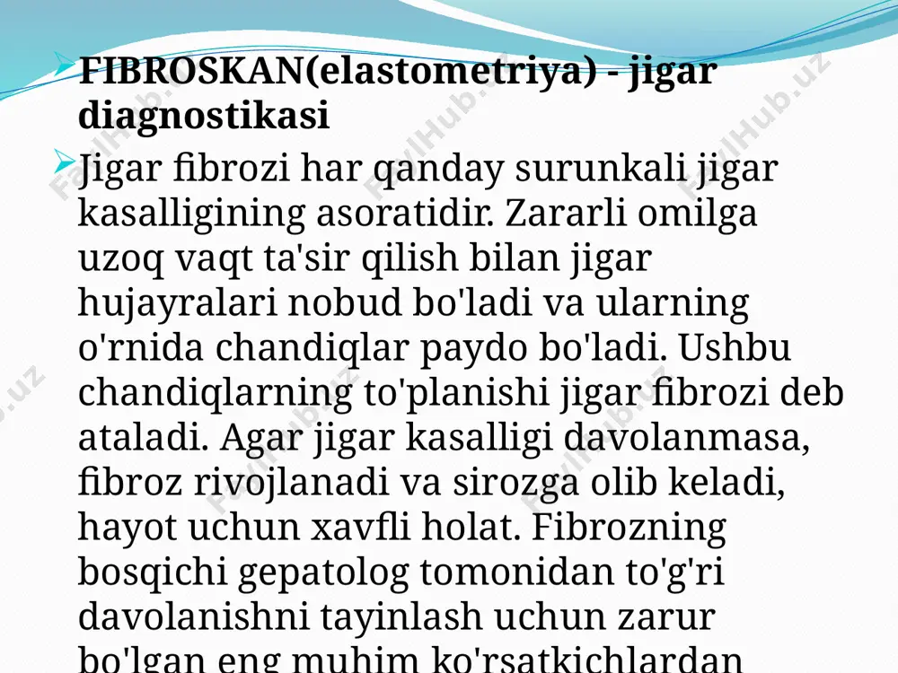 arni amalga oshirgan shifokor rasman tajribali hisoblanadi va bunday mutaxassis tomonidan olib borilgan tadqiqot natijalariga ishonish mumkin. medelite 2006 yildan beri elastometriya bilan shug'ullanadi. fibroscan qurilmasi yordamida jigar elastometriyasini amalga oshirayotgan har bir shifokorimiz bugungi kunda bir necha ming tadqiqotlarga ega etiboringiz uchun raxmat image2.jpeg image3.jpeg image4.jpeg image5.jpeg /docprops/thumbnail.jpeg