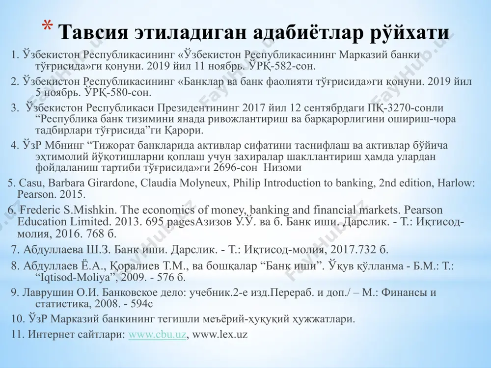 кунгача бўлган дебиторлар; 3 гуруҳ - ноликвид (паст ликвидли) активлар. буларга: а) муддати ўтган ссудалар; б) муддати ўтган фоизлар; в) суд аралашуви билан ўзлаштирилиши кўзда тутилган ссудалар; г) тугалланмаган ишлаб чиқариш; д) асосий воситалар киради. даромад келтиришга қараб банк активлари: даромад келтирувчи ва даромад келтирмайдиган активларга бўлинади. даромад келтирувчи активларга қуйидагилар киради: а) барча берилган кредитлар (жумладан банклараро кредитлар); б) инвестициялар (ўзиники); в) хазина векселлари; г) давлат облигациялари; д) қимматли қоғозлар. даромад келтирмайдиган активларга қуйидагилар киради: а) пул активлари гуруҳи; б) асосий воситалар; в) капитал ҳаражатлар; г) барча моддий активлар ва бошқа активлар; д) номоддий активлар киради. банк активлари таваккалчилик даражаси бўйича таваккалчиликдан холис бўлган (таваккалчилик даражаси 0 фоиз), минимал таваккалчилик даражасига эга (таваккалчилик даражаси 20 фоиз), ўртача таваккалчилик даражасига эга (таваккалчилик даражаси 50 фоиз), юқори таваккалчилик даражасига эга (таваккалчилик даражаси 100 фоиз) ва ўта юқори таваккалчилик даражасига эга (таваккалчилик даражаси 150 фоиз) бўлган гуруҳларга бўлинади. кўрсаткичлар номи 01.08.2020 й. …