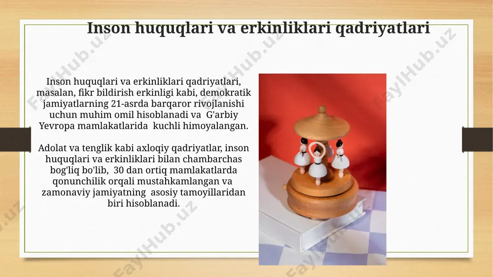 kinchi yarmidan boshlab dunyoning ko‘plab universitetlarida o‘rganila boshlandi. aksiologiyaning ahamiyati, global miqyosda 100 dan ortiq mamlakatda amalga oshirilayotgan ijtimoiy loyihalarni baholashda, samaradorlikni oshirish va maqsadga muvofiqlikni ta’minlashda namoyon bo‘ladi. qadriyatlar konfliktlari va ularni hal qilish yo'llari qadriyatlar konfliktlari, masalan, o'zbekistonning 1991 yildan keyingi davrida milliy va global qadriyatlar o'rtasidagi ziddiyatlar, ko'pincha 2-3 avlod o'rtasida kuzatiladi. 2010-yillardan boshlab, toshkent shahri kabi yirik shaharlarda individualistik va kollektivistik qadriyatlar to'qnashuvi, 50% dan ortiq aholi zich joylashgan hududlarda ijtimoiy tartibsizliklarga olib kelishi mumkin. madaniy xilma-xillik va qadriyatlarning o'zaro ta'siri madaniy xilma-xillik, 20 dan ortiq etnik guruh yashaydigan o'zbekiston kabi mamlakatlarda, turli qadriyatlarning parallel mavjud bo'lishini va ularning o'zaro ta'sirini kuchaytiradi. 1991 yildan keyin o'zbekistonda ijtimoiy-iqtisodiy rivojlanish, 5 ta asosiy qadriyat – milliy birlik, tinchlik, adolat, mehnatsevarlik va bilim olishga ta'sir ko'rsatdi. iqtisodiy qadriyatlar va rivojlanish iqtisodiy qadriyatlar, masalan, mehnatsevarlik va innovatsiyalar, o'zbekistonning 2030 yilgacha bo'lgan rivojlanish strategiyasida 5% dan ortiq o'sishni ta'minlashda muhim rol …