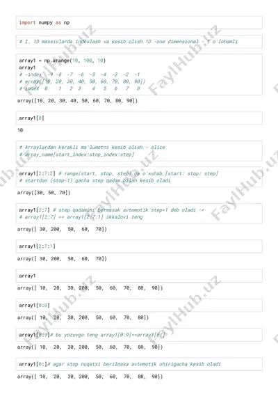 numpy kirish — PDF
