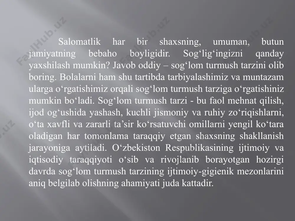 jarayonlarga ijobiy munosabat va qobiliyat bilan belgilanadi. ularni xulq-atvor va faoliyatda bolaga qulay usullarda qo'llash (tishlaringizni yuving, qo'llaringizni yuving, mashq qiling).va.ha.kazo.samarali natijalar beradi. ota-onalar maktabgacha ta'lim muassasasining ta'lim jarayonida faolroq ishtirok etishlari bu ta'lim ta'sirining birligini ta'minlashi, o'zaro tushunish va o'zaro ta'sirga erishish, shuningdek, maktabgacha yoshdagi bolalar bilan olib boriladigan ishlarning samaradorligini oshirish imkonini beradi. maktabgacha yoshdagi bolalar o'rtasida sog'lom turmush tarzi asoslarini shakllantirish bo'yicha hamkorlik natijasi o'z samaradorligini ko'rsatadi, bu barcha ota-onalarning farzandlari bilan ushbu ishni qo'llabquvvatlashga tayyorlik ko'rsatkichlarining sezilarli darajada oshishida namoyon bo'ladi.bundan tashqari maktab yoshidagi bolalarda sog’lom turmush tarzini yo’lga qo’yish uchun pedagog xodimlar va ularning ota-onalari ham birdek hamkorlikda tushintirish ishlarini to’g’ri olib borishsa maqsadga muvofiq bo’ladi. erta bolalikdan sog‘liqni saqlash bo‘yicha bilim, ko‘nikma va munosabatlarni egallash insoniyat madaniyatining muhim qismiga aylanib, jamiyatda sog‘lom turmush tarzini shakllantirishga xizmat qiladi.umuman olganda, boshlang'ich sinf o'quvchilarini sog'lom turmush tarzi bilan shakllantirish ijtimoiy, nazariy va amaliy xususiyatlar sifatida qaraladi. o‘quvchilarni …