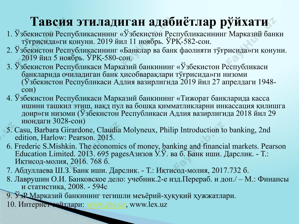 рини реализация қилиш; электрон пуллардан фойдаланган ҳолда амалга ошириладиган тўловларни қабул қилиш ва бу тўловларга ишлов бериш; электрон шаклдаги тўловларга ишлов бериш ва тўловни амалга ошириш учун зарур ахборотни банкка бериш ёки мазкур тўловлар бўйича пул маблағларини қабул қилиш; пул ўтказмалари тизими орқали пул маблағларини қабул қилиш ва амалга ошириш. тўлов тизимининг қоидалари қуйидагиларни ўз ичига олиши керак: банк ҳисобварағидан фойдаланган ҳолда тўловларни қабул қилиш ва амалга ошириш; нақд пул маблағларини банк ҳисобварақларига, шу жумладан учинчи шахсларнинг ҳисобварақларига ўтказиш учун қабул қилиш; тўловчи томонидан банк ҳисобварағини очмаган ҳолда тўловни амалга ошириш учун нақд пул маблағларини қабул қилиш; электрон пулларни чиқариш ва қоплаш; банк карталарини чиқариш; электрон пулларни ва банк карталарини реализация қилиш ва бошқалар. ўзбекистон республикаси ҳудудида тўловлар қуйидагилар орқали амалга оширилади: нақд пул маблағларини ўтказиш; электрон пулларни ўтказиш; пул маблағларини тўлов воситаларидан фойдаланган ҳолда ўтказиш; пул мажбуриятини ёки пул маблағларини тўлаш тўғрисидаги фармойишни ўз ичига олган тўлов ҳужжатини бериш; …