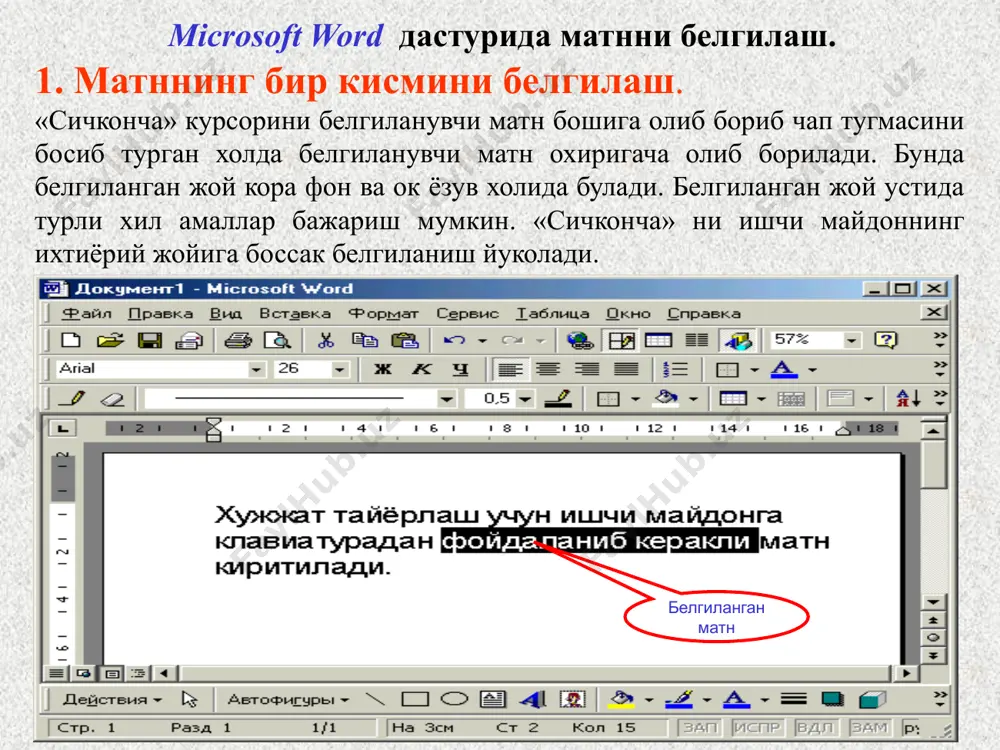 microsoft word дастури ойнасининг умумий куриниши - Page 3