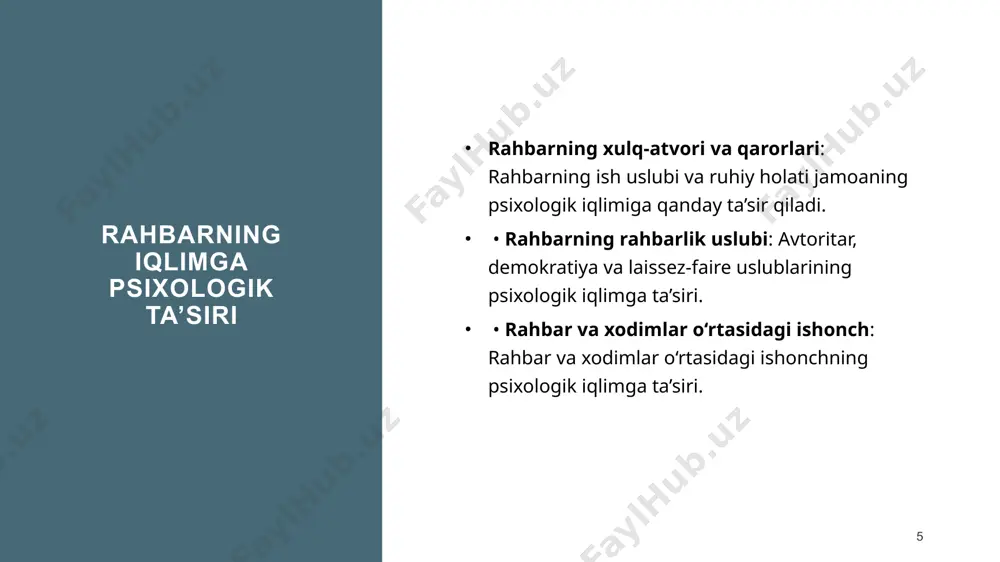 psixologik iqlimning rahbarga bogʻliqligi - Page 5