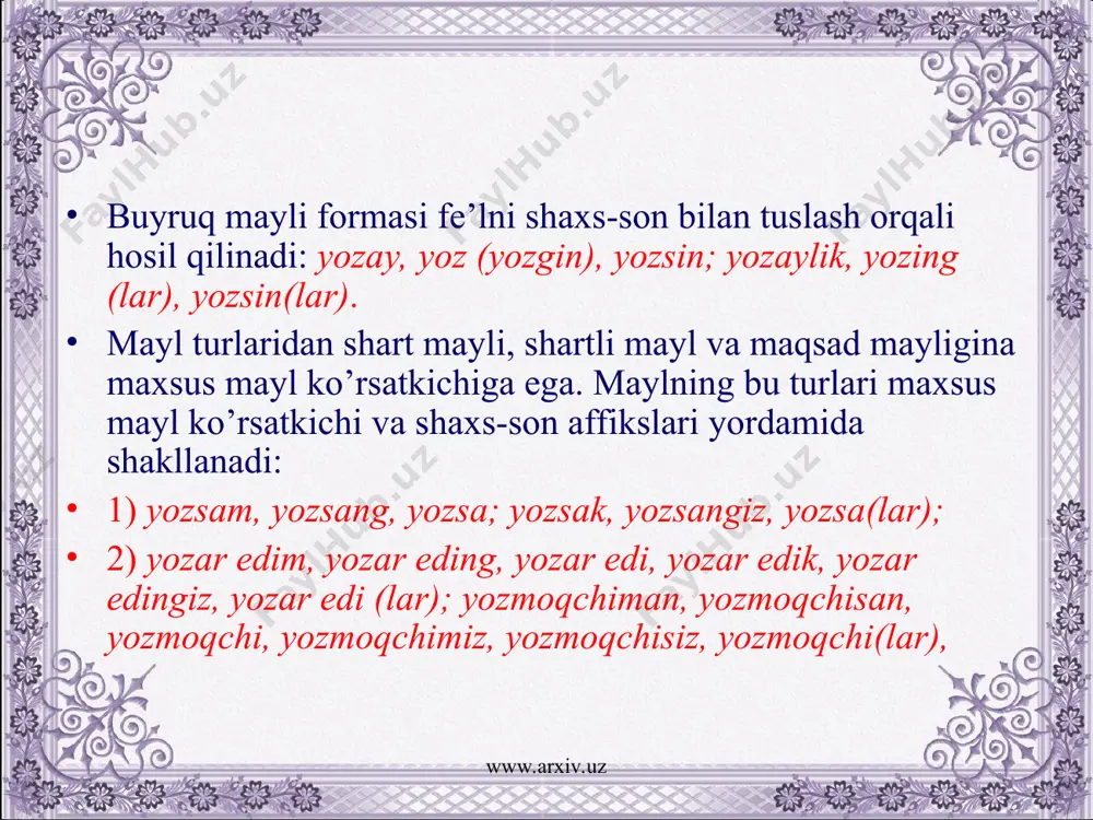 fe’lning tuslanishli va tuslanishsiz formalari - Page 5