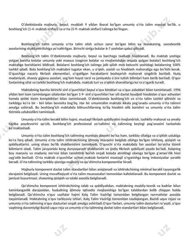 iyatni yuksaltirish milliy dasturi”, o’zbekiston respublikasi prezidentining “yoshlarga oid davlat siyosati samaradorligini oshirish va o’zbekiston yoshlar ittifoqi faoliyatini qo’llab-quvvatlash to’g’risida”gi hamda “o’zbekiston respublikasi konstitutsiyasini o’rganishni tashkil etish to’g’risida”gi farmonlari, vazirlar mahkamasining “yoshlarning huquqiy ta’limini takomillashtirish kompleks dasturi to’g’risida”gi qarori kabilarni kiritish joiz. bu qonun hujjatlarining ijrosi sifatida qator amaliy ishlar qilinmoqda. masalan, adliya vazirligi huzurida 2009-yilda tashkil etilgan yosh huquqshunoslardan iborat “huquqiy targ’ibot guruhi” faoliyati e’tirofga loyiq. ma’lumot o’rnida keltirish joizki, shu paytgacha bu targ’ibot guruhi respublikamizning 70dan ortiq tumanlariga borib, 62 mingdan ortiq yoshlar bilan uchrashuvlar o’tkazdi, ularning huquqiy savodxonligini oshirishga katta hissa qo’shdi. shu bilan birga, har yili o’tkazib kelinayotgan “siz qonunni bilasizmi?”, “huquq bilimdonlari” kabi ko’rik tanlovlar, fan olimpiadalari ham yoshlarning huquqiy savodxonlikni oshirishga bo’lgan qiziqishlariga sabab bo’lmoqda. yangi qabul qilinayotgan qonunlarning yoshlar hayotiga ta’siri katta, albatta. ularning bu qonunlar haqida axborot olishlari, undagi normalarga tushuntirishlar talab qilish huquqi ham qonunan mustahkamlanganhuquqiy ta’lim-tarbiyani maktabgacha ta’lim muassasasidan boshlash …