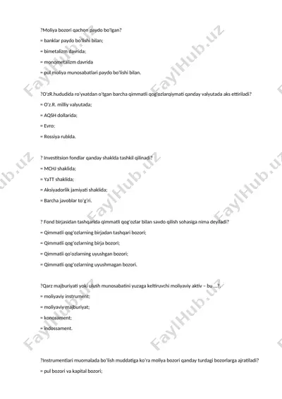 moliya bozori — DOCX