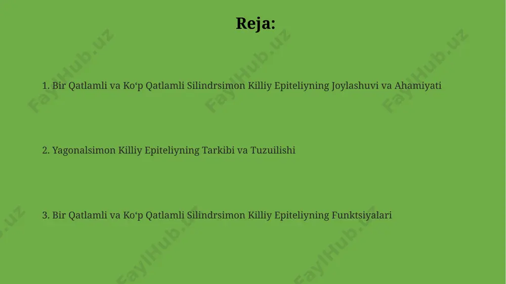 yallig'lanishi va metaplaziyasiga olib kelishi mumkin, bu esa esa oshqozon saratoni xavfini oshiradi. o'pka sili (tb) kasalligi ko'pincha silga chalingan 20-30 yoshli bemorlarda, ayniqsa, toshkent kabi yirik shaharlarda, sil kasalligi bilan bog'liq nafas yo'llarining yallig'lanishiga va bir qatlamli silindrsimon kirpikli epiteliyning shikastlanishiga olib keladi. chekish 50 dan ortiq turdagi saraton kasalligiga olib kelishi ma'lum bo'lib, samarqand viloyatida o'tkazilgan tadqiqotlar shuni ko'rsatdiki, chekish nafas yo'llarining bir qatlamli va ko'p qatlamli silindrsimon epiteliyiga jiddiy zarar yetkazib, o'pka saratoni rivojlanish xavfini oshiradi. bir qatlamli silindrsimon kiliar epiteliy bir qatlamli silindrsimon kiliar epiteliy, masalan, inson traxeasida 200 dan ortiq harakatlanuvchi kiyalarning har bir kvadrat millimetrda joylashganligini hisobga olsak, nafas olish tizimining samarali tozalash mexanizmini ta'minlaydi. bir qatlamli silindrsimon kiliar epiteliy hujayralarining 6-10 mikrometr uzunlikdagi kiyalari, sekundiga 10-20 marta tebranib, nafas yo'llaridan katta zarrachalarni, changni va bakteriyalarni chiqarib tashlashga yordam beradi. o'rta osiyo mamlakatlarida o'tkazilgan tadqiqotlar shuni ko'rsatdiki, 50 yoshdan oshgan erkaklarda chekish natijasida bir …