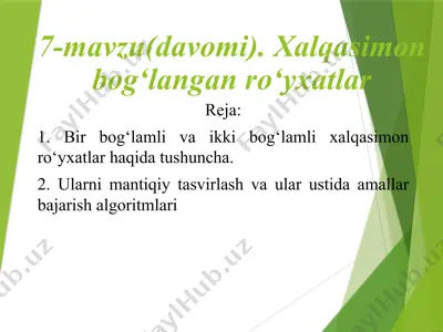 xalqasimon bog‘langan ro‘yxatlar — PPTX