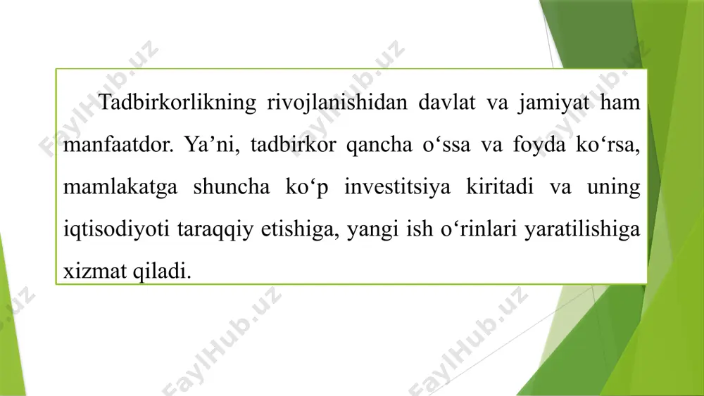 10.emf image11.emf image12.emf image13.emf image14.emf image15.jpg o‘zbekiston respubli kasining qonuni xususiy korxona to‘g‘r isida i. umumiy qoidalar 1-modda. ushbu qonunning maqsadi ushbu qonunning maqsadi xususiy korxonalarning tuzilishi, faoliyati, qayta tashkil etilishi va tugatilishi sohasidagi munosabatlarni tartibga solishdan iborat. oldingi tahrirga qarang. 2-modda. xususiy korxona to‘g‘risidagi qonunchilik xususiy korxona to‘g‘risidagi qonunchilik ushbu qonu n va boshqa qonunchilik hujjatlaridan iboratdir. (2-modda o‘zbekiston respublikasining 2021 -yil 21-apreldagi o‘rq-683-sonli qonuni tahririda — qonunchilik ma’lumotlari milliy baz asi, 21.04.2021-y., 03/21/683/0375-son) 3-modda. xususiy korxona mulkdor yagona jismoniy shaxs tomonidan tuzilgan va boshqariladigan tijoratchi tashkilot xususiy korxona deb e’tirof etiladi. xususiy korxona tadbirkorlik subyektlarining tashkiliy -huquqiy shaklidir. xususiy korxona o‘z mulkida alohida mol -mulkka ega bo‘ladi, o‘z nomidan mulkiy va shaxsiy nomulkiy huquqlarga ega bo‘lishi hamda ularni amalga oshirishi, majburiyatlarni bajari shi, sudda da’vogar va javobgar bo‘lishi mumkin. xususiy korxona o‘z majburiyatlari bo‘yicha o‘ziga qarashli butun mol-mulk bilan javob beradi. xususiy korxona mulkdori korxonaning mol -mulki yetarli …