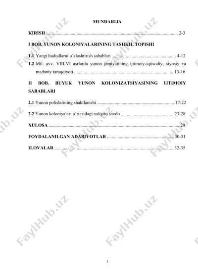 yunon kolonizatsiyasi — DOCX
