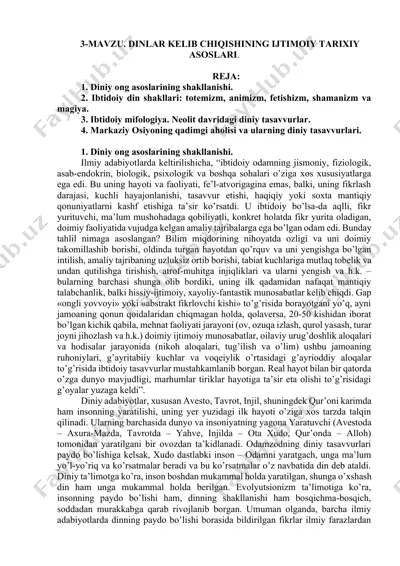 dinlar kelib chiqishining ijtimoiy tarixiy asoslari — DOCX