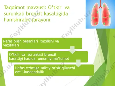 nafas olish tizimi va o'tkir va surunkali bronxit kasalligi — PPT