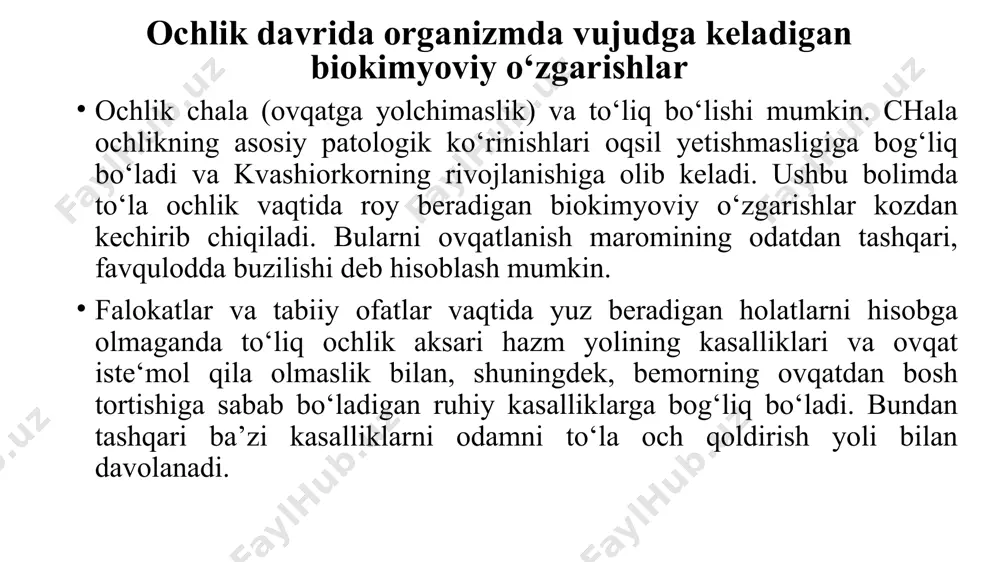 y tuzilishi va biologik funksiyasi bilan farq qiladigan ikki guruh ayollar jinsiy gormonlari topilgan: esterogenlar (asosiy vakili — estradiol) va progestinlar (asosiy vakili-progesteron). estron (follikulin) va estriol estradiolning unumlaridir. estrogenlar — progesteronning ishlab chiqarilishi siklik xarakterga ega bo‘lib; siklning birinchi fazasida estrogenlar, ikkinchi fazasida esa progesteron sintezlanadi. bu gormonlarning ham o‘tmishdoshi xolesterindir. ayollar jinsiy gormonlari sintezining boshqarilishi shuni ham ta’kidlash kerakki, homiladorlik paytida ayol organizmida estrogenlar va progesteron ishlab chiqaruvchi yana bir a’zo — platsenta (yo‘ldosh) bo‘lib, bu a’zo homila bilan birgalikda, ya’ni fetoplatsentar kompleks (lotincha foetus, homila demakdir) shaklida faoliyat ko‘rsatadi. estrogen va progesteronning asosiy biologik omili ayol organizmining reproduktiv funksiyasini ta’minlashdir. progesteron ta’siri ostida endometriy desidual to‘qimaga aylanadi. rivojlanib kelayotgan tuxum hujayra (blastotsid) shu to‘qimaga implantatsiya qilinadi va embrion rivojlanishi boshlanadi; progesteron ovulyatsiyani sekinlashtiradi va sut bezlari to‘qimasini rivojlantiradi. estrogenlar oqsil sintezini stimullab organizmda anabolik ta’sir ko‘rsatadi. qalqonsimon bez gormonlari qalqonsimon bez moddalar almashinuvida o‘ta muhim rol o‘ynaydi. …