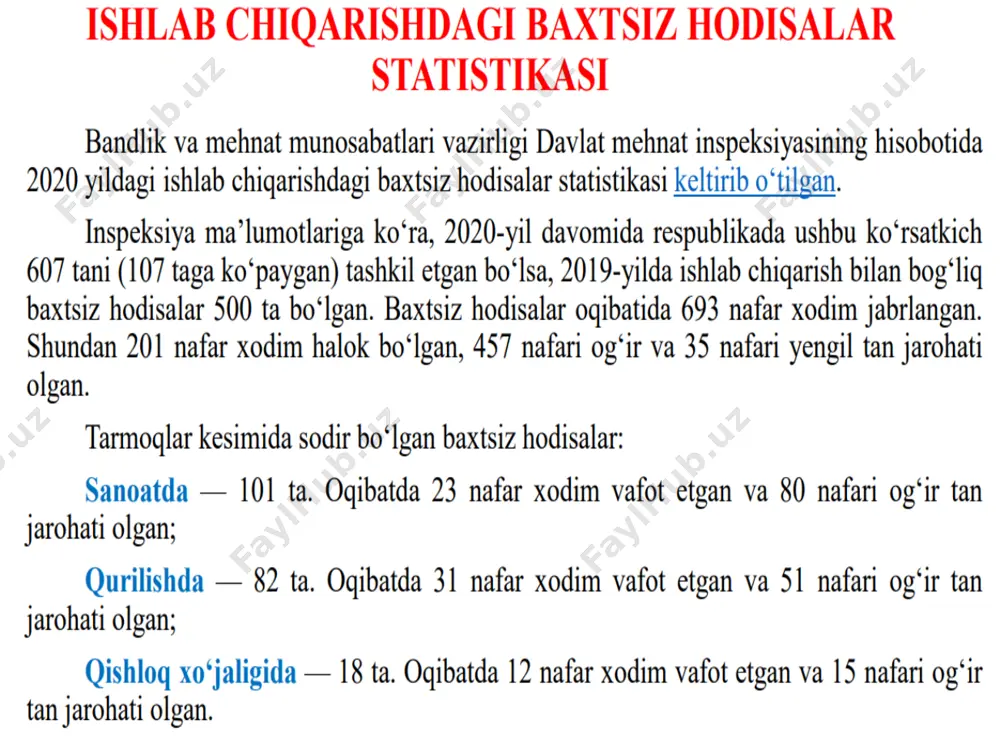 ish deb ataladi. bu holat inson tanasi uchun xatarli emas, lekin ko’zni metallanishi xavfli bo’ladi. tok ta’sirida ter yuzasini elektr metallanishi i даража-мушакларнинг тез томир тортиб қисқариши ii даража-мушакларнинг тез томир тортиб қисқариши лекин юрак уриши сақланиб қолган iii даража- хушидан кетиши ва юрак уриши ҳамда нафас олиши бузилиши iv даража-клиник ўлим нафас олиши ва юрак уриши тўхтаб қолган. томирларда қон оқиши тўхтаган электр токи уриши даражаси elektr tokni ta’siri natijasida tirik to’qimalarni to’lqinlatib mushaklarni keskin qisqartirishiga olib keladigan holat elektr zarb deb ataladi. odamni tok urish xolati to’rt darajada baholanadi: i – darajada odam hushidan ketmagan holda yiqilib tushish, mushaklarni qisqartirishiga olib keladi; ii – darajada odamning nafas olishi va yurak faoliyatiga ta’sir etilmagan holda hushdan ketish; iv – darajada elektr shok, qon aylanishi va nafas olish to’xtab, klinik o’lim yuz beradi. iii – darajada nafas va yurak faoliyatiga ta’sir etilgan holda hushdan ketish; inson tanasini elektr tokiga ko’rsatayotgan …