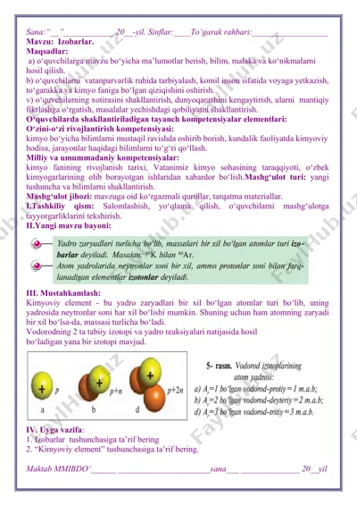 kimyo fanidagi izobarlar mavzusi — PDF