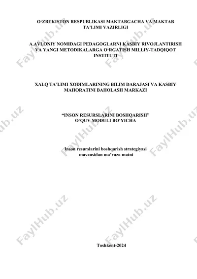 inson resurslarini boshqarish strategiyasi — DOCX