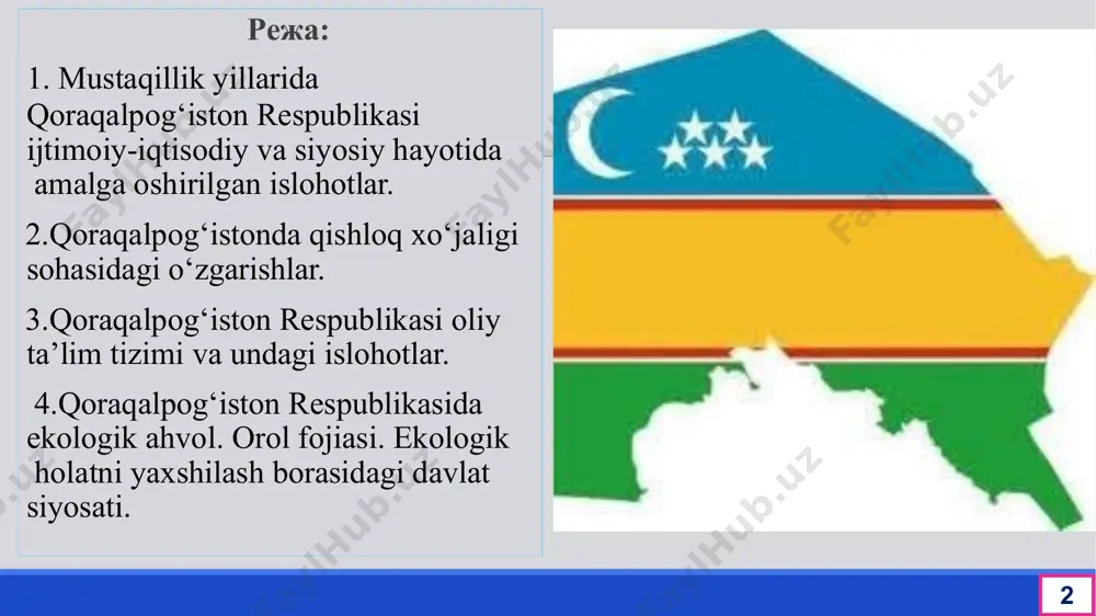 4 yilda respublika buyicha 1697,1 mln. m1gaz va 30,4 ming t kondensat yetkazib berildi. 1993 yilda "nukuskabel" ishga tushirilishi bilan kabel sanoati vujudga keldi. mustaqillik yillarida qoʻngirot un zavodi (1993), "toʻrtkoʻldon" (1997), kichik novvoyxonalar va makaron ishlab chiqarish korxonalari bunyod etildi. yirik sanoat korxonalari amudaryo tumanida (paxta zavodi va ip pigiruv va toʻqimachilik fabrikasi), beruniy tumanida (paxta, yogʻ-moy zavodlari, toʻqi-machilik korxonasi). qungʻirot tumanida (paxta, un- yorma zavodlari, "us-tyurtgaz"), toʻrtkoʻl tumanida (paxta, un tortish zavodlari), xoʻjayli tumanida (paxta, yogʻ-moy, taʼmirlash-me-xanika va gisht zavodlari). chimboy tumanida (paxta, yogʻ-moy, unyorma zavodlari), ellikqalʼa tumanida (paxta zavodi, "elteks" aksionerlik jamiyati va "yuniver" qoʻshma korxonasi), shuningdek, nukus shahrida (vino zavodi, poligrafiya kombinati, "kateks", "nukus non", "daunt" korxonalari, un-yorma zavodi, 2 ta qurilish sanoati korxonasi) va taxiatosh shahrida (taʼmirlash-mexanika va uyayorma zavodlari) faoliyat koʻrsatadi. qishloq xoʻjaligi, asosan. paxtachilik, gʻallachilik (sholi va bug-doy yetishtirish) va chorvachilik (goʻsht, sut, qorakoʻlchilik)dan iborat. qishloq xoʻjaligining yalpi mahsuloti hajmida paxta 22,4%, gʻalla …