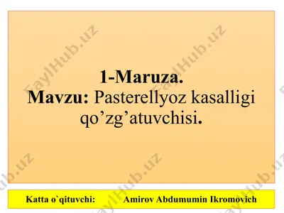 pasterellyoz kasalligi qo'zg'atuvchisi — PPTX