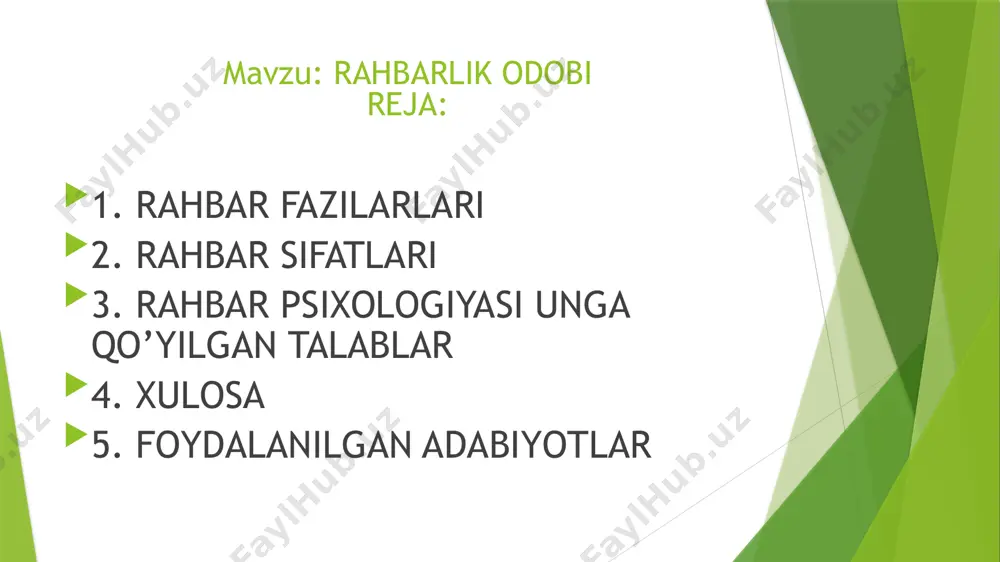 ular o’z kuchi hamda qobiliyatlariga ortiqcha baho berish hususiyatiga ega bo’ladilar. rahbarlar sangviniklarni ishini salbiy baholashdan ko’ra ularga nisbatan qattiqqo’l va talabchan bo’lsalar, ijobiy natijag erishishlari mumkin. rahbar fazilatlari sangviniklar yuqori lavozimga intiladigan; yangi kishilar bilan tez til topishadigan; yangi ish turiga tez ko’nikadigan; bir turdagi bajarilgan ishlarni yoqtirmaydigan; yangi sharoitga tez moslashadigan; rahbar fazilatlari hushchaqchaqlik; harakatlari shiddatli, nutqi tez; so’zni aniq va ma’noli qilib, imo ishoralar bilan gapiradigan kishilar. kelajakka ishonch bilan qaraydigan; rahbar fazilrlari agar kishida shilliqlik hukmron o’rin tutsa, unday kishilar og’ir, tepsa tebranmas, kayfiyatlari va intilishlari ancha barqaror, voqealar va hayot taassurotlariga loqayd qaraydigan bo’ladilar. bunday kishilar flegmatiklar deb ataladi. qadimgi yunonlar shilliqni “flegma” deyishgan. flegmatiklar chidamliligi, matonati, o’zini tuta bilishi bilan ajralib turadi. rahbar fazilatlari ta’sirchanligi sust bo’ladi; bir turdagi ishdan ikkinchi turdagi ishga sekinlik bilan ko’chadilar; faolliklari kam, harakarlari va nutqlari sust; yangi sharoitga qiyinchilik bilan moslashadilar; ko’ngilsiz hodisalar ro’y berganda osoyishtaliklarini buzmaydilar; sabr …
