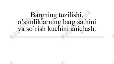 bargning tuzilishi, o'simliklarning barg sathini va so'rish kuchini aniqlash — PPTX