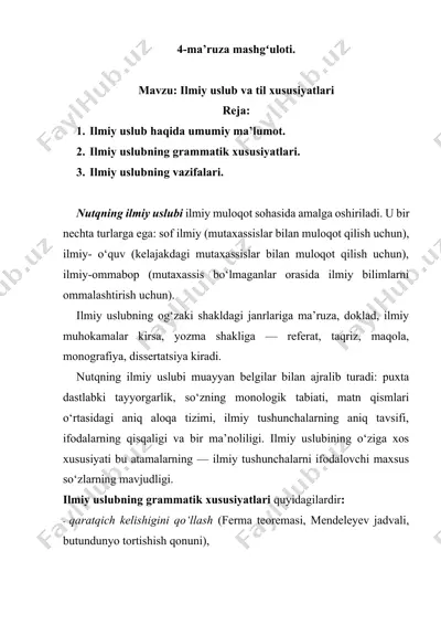ilmiy uslub va til xususiyatlari — DOCX