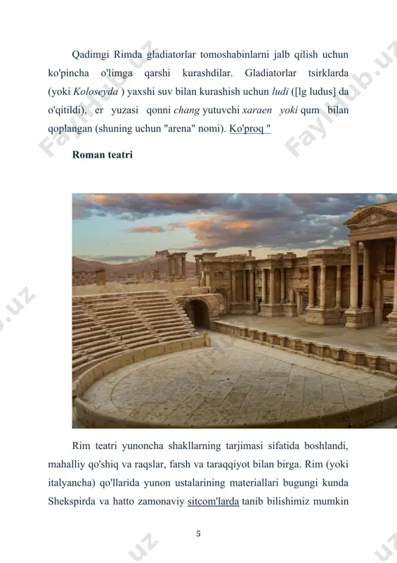 lementga aylandi. ular binoga serhashamlik va jimjimadorlik kiritish uchun foydalanila boshlandi. korinf orderi esa sevimli orderga aylanib qoldi. bundan tashqari, rimliklar etrusklardan toskan orderini oldilar. bu order oʻz koʻrinishi jihatidan joriy orderiga oʻxshasa ham, lekin undan tagkursisi borligi va metop boʻlgan friz va kannelurlarining yoʻqligi bilan ajralib turadi. shuningdek, korinf va ion orderi chatishmasi boʻlgan yangi orderlar rim meʼmorchiligida keng ishlatildi. rim imperiyasining birinchi imperatori oktavian avgust hukmronlik qilgan yillar (er. av. 27-yil — yangi eraning 14-yillari) sanʼat va madaniyatning haqiqiy rivojlangan bosqichi boʻldi. rim davlatining „oltin asri“ hisoblangan bu davrda nazariyotchi meʼmor vitruviy, tarixchi lit livii, shoirlardan vergiliy va gorasiolar yashab ijod etdilar. meʼmorchilik rivojlandi, shahar qurilishi avj oldi. ijtimoiy va maʼmuriy binolar koʻplab qurildi. ayniqsa, rimda qurilish jiddiy boʻldi. tarixchilar bu davrning qurilishini taʼriflab, „avgust rimni gʻishtdan qurilgan holda olib, uni marmarda qoldirdi“, — deb yozgan edilar. haqiqatan ham, bu davr hashamatli binolari, nafis kolonnalari, arkali va gumbazli …