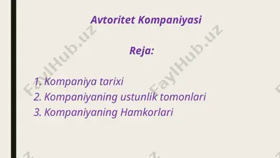avtoritet kompaniyasi — PPTX