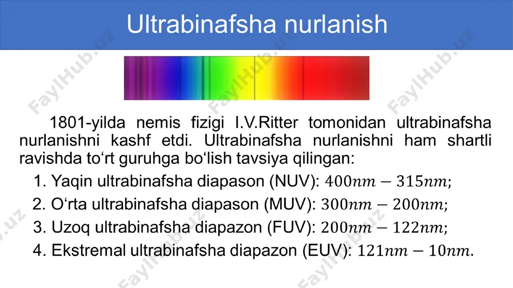 infraqizil nurlanish. ultrabinafsha nurlanish. rentgan nurlari - Page 3