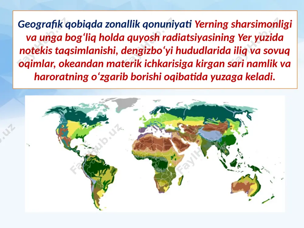 geografik qobiqning kenglik zonalligi va sektorligi. 10 - sinf - Page 5